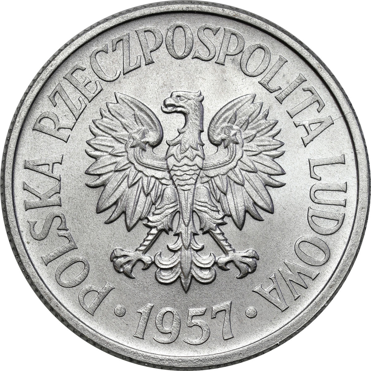 PRL. 50 groszy 1957 aluminium – RZADKI ROCZNIK